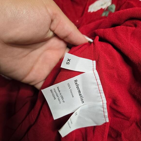 Reformation Collins Wrap Red Dress Size: XS - Picture 7 of 7